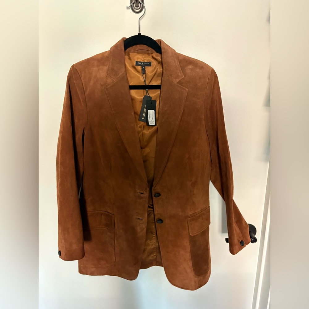 100% Suede rag & bone Rust Brown Suede Blazer Jacket